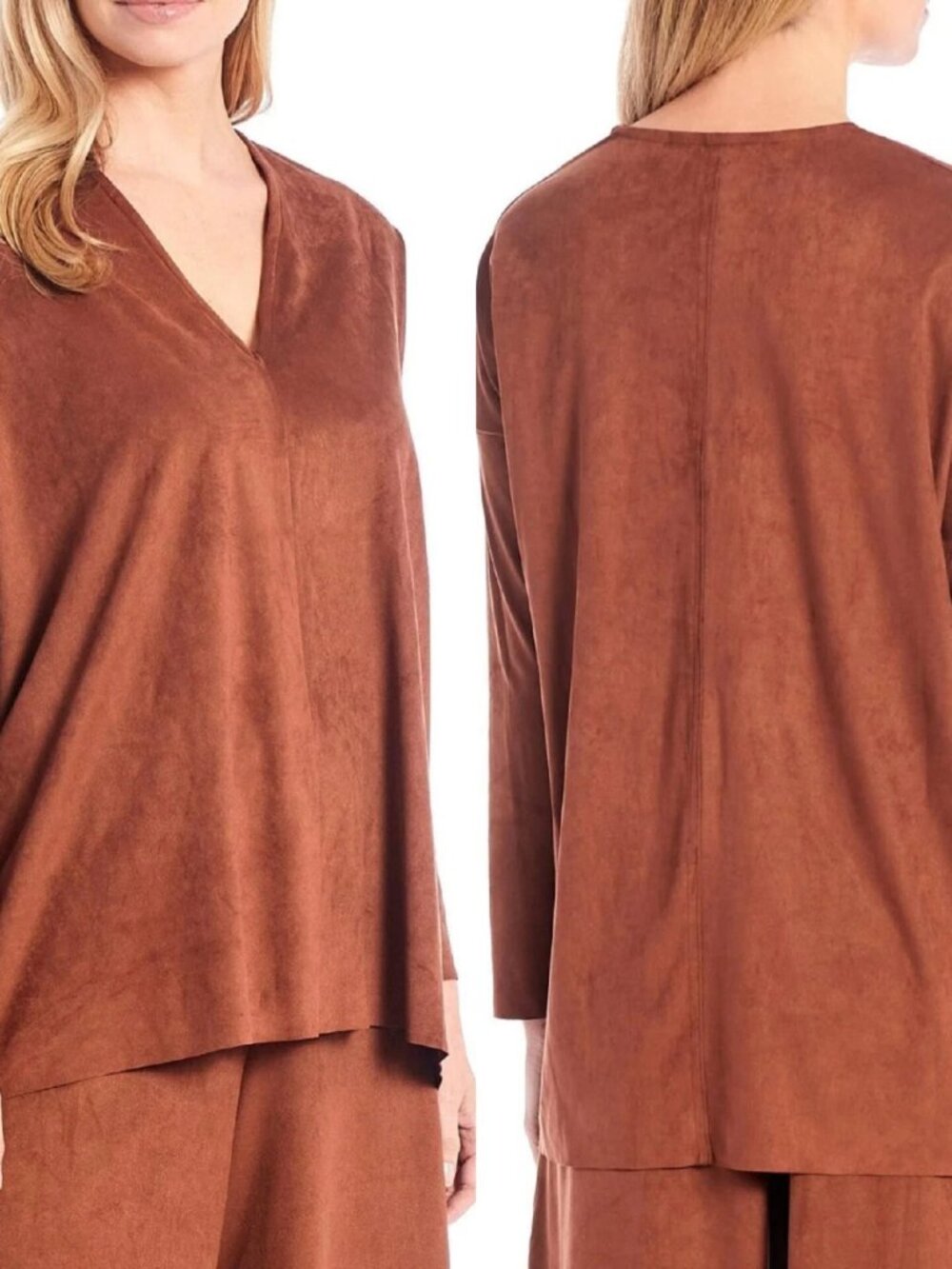 BRYN WALKER plus baxter faux suede top in sequoia (XXL)